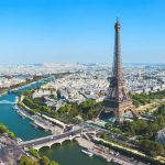 Eiffel tower in the sky view -Eiffel Tower to Louvre Museum