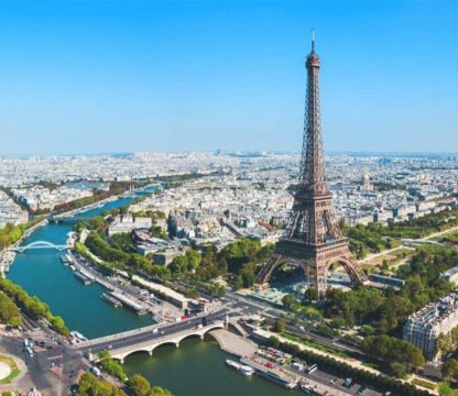 Eiffel tower in the sky view -Eiffel Tower to Louvre Museum