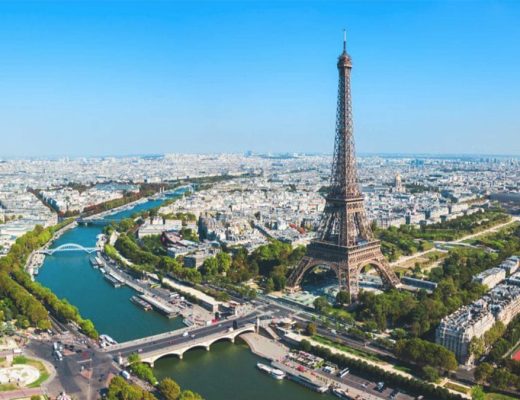 Eiffel tower in the sky view -Eiffel Tower to Louvre Museum